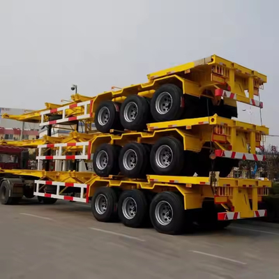 Alta resistenza acciaio a bassa lega 3 assi carico utile 60T 12 unità serrature a torsione Skeleton container trailer