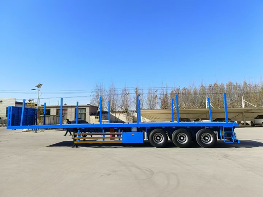CIMC Acciaio di alta qualità 3 assi 60 tonnellate con palo 40ft Container Semi-remorco a letto piatto