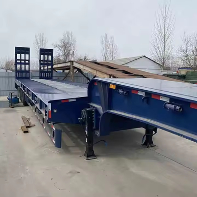 3 / 4 Assi Excavatore a letto basso Pesce di gallina Trasporto Semi-remolchio a letto basso 100 tonnellate